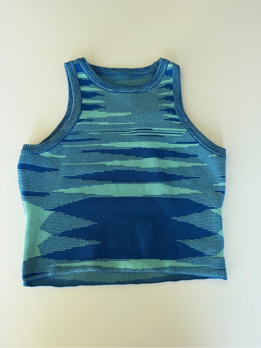 Blue & Aqua Knit Crop Tank Top